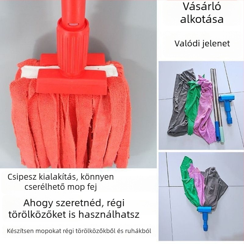 Tigris csipeszes mopfej – cserélhető fej wax mophoz, színes kódolású, rostos nedvszívó