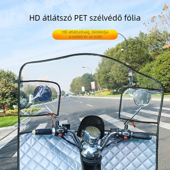HD átlátszó elülső esővédő elektromos robogókhoz és kerékpárokhoz, vastított és megemelt, univerzális