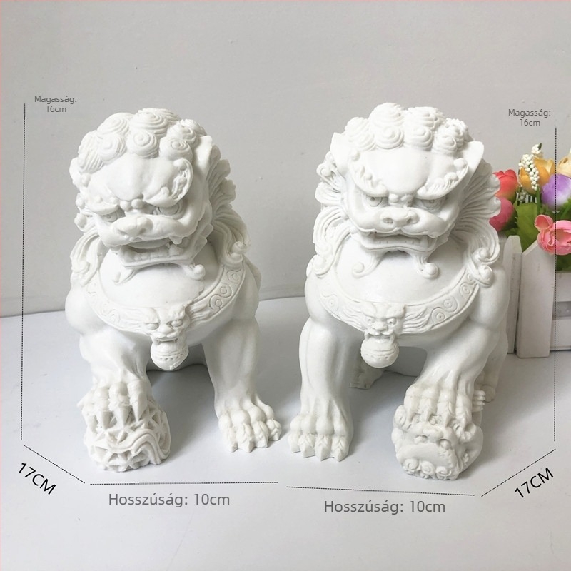 Kínai stílusú gyanta oroszlán figura, íróasztal és otthoni dekoráció, könyvállvány