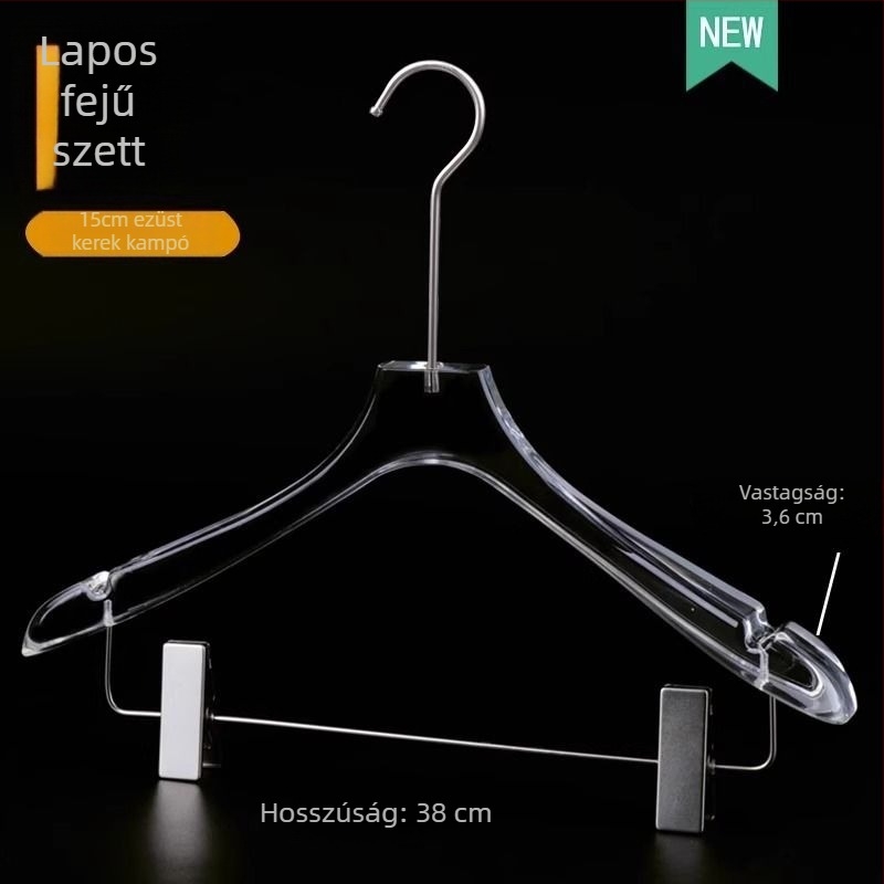 Átlátszó akrilból készült női ruhatartó készlet, beépített nadrágklipszekkel