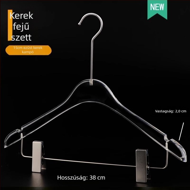 Átlátszó akrilból készült női ruhatartó készlet, beépített nadrágklipszekkel