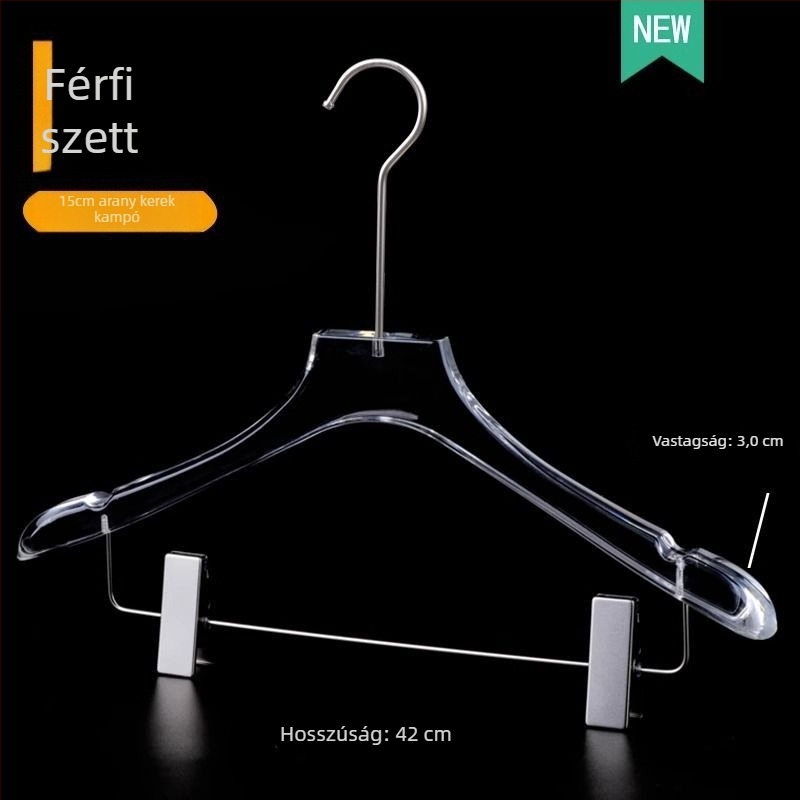 Átlátszó akrilból készült női ruhatartó készlet, beépített nadrágklipszekkel