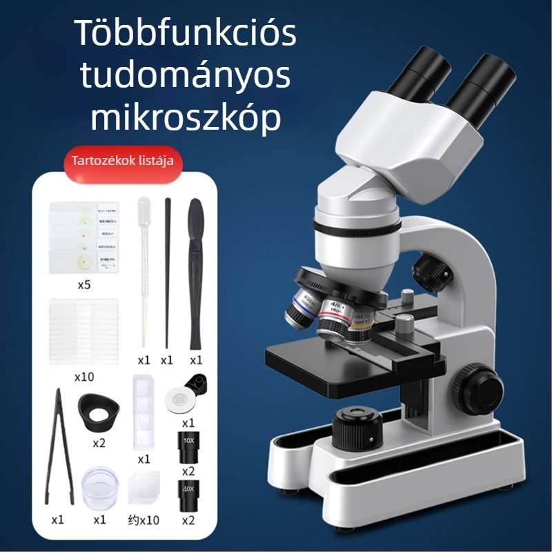 Binokuláris biológiai mikroszkóp oktatás és kutatás számára, 40–1600x nagyítás