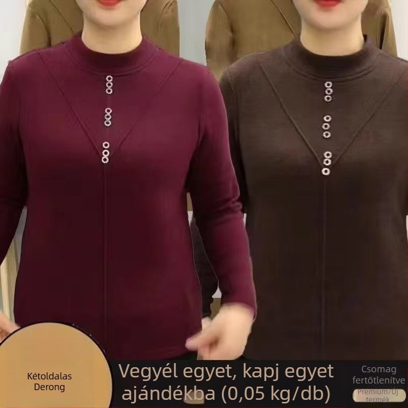 Kétoldalas fleece felső, vastag bázisréteg téli meleggel, hosszú ujjú, félmagas gallér
