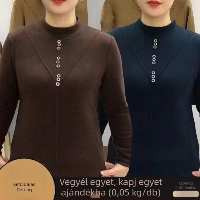Kétoldalas fleece felső, vastag bázisréteg téli meleggel, hosszú ujjú, félmagas gallér