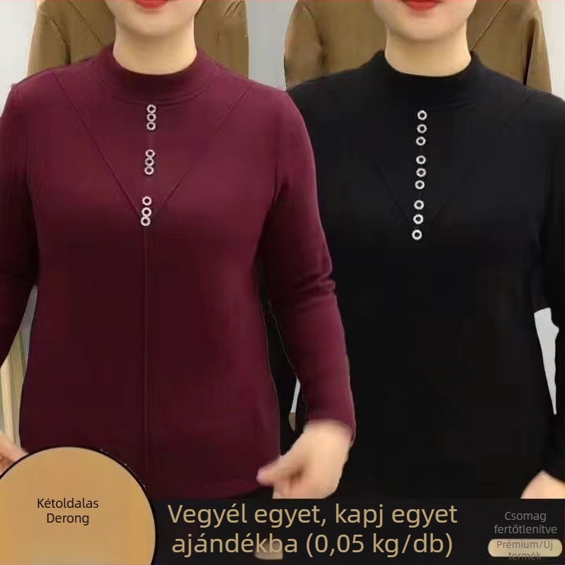 Kétoldalas fleece felső, vastag bázisréteg téli meleggel, hosszú ujjú, félmagas gallér