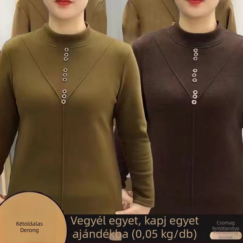 Kétoldalas fleece felső, vastag bázisréteg téli meleggel, hosszú ujjú, félmagas gallér