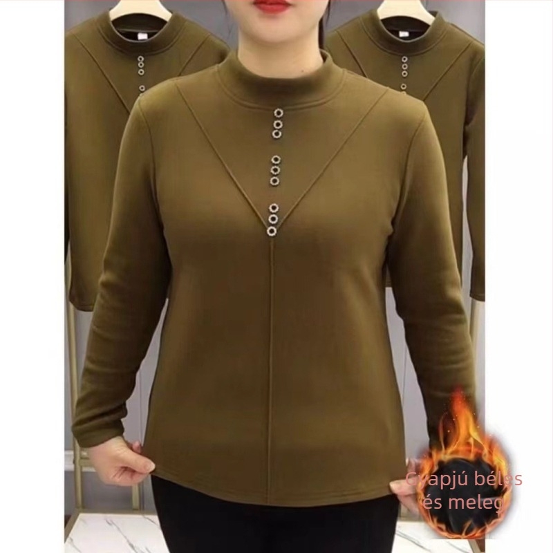 Kétoldalas fleece felső, vastag bázisréteg téli meleggel, hosszú ujjú, félmagas gallér