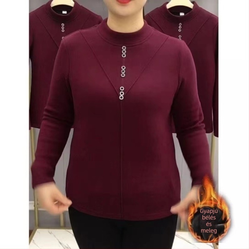 Kétoldalas fleece felső, vastag bázisréteg téli meleggel, hosszú ujjú, félmagas gallér