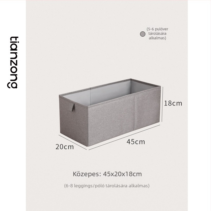Keskeny, hosszú ruhatároló doboz fiókkal