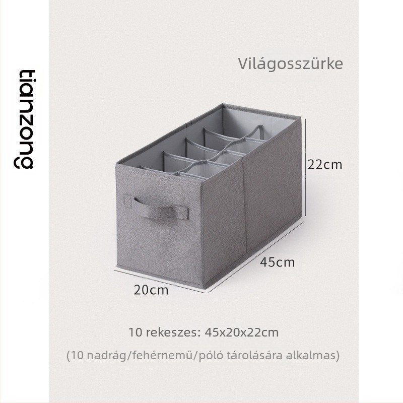 Keskeny, hosszú ruhatároló doboz fiókkal
