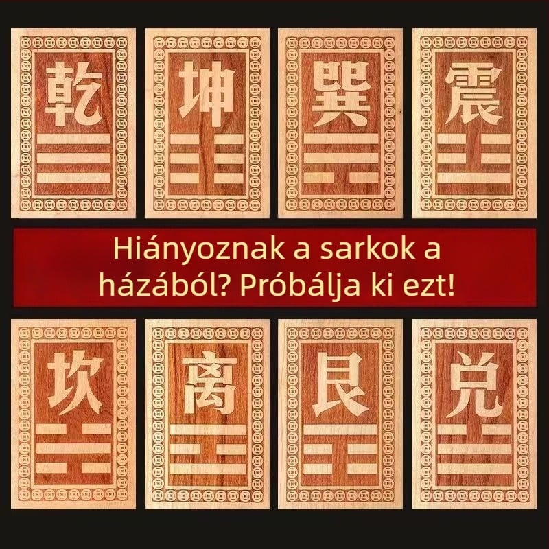 Őszibarackfa Bagua sarokmedál a ház sarkának kiegészítésére, faragott fa medál Öt Császár érmeivel