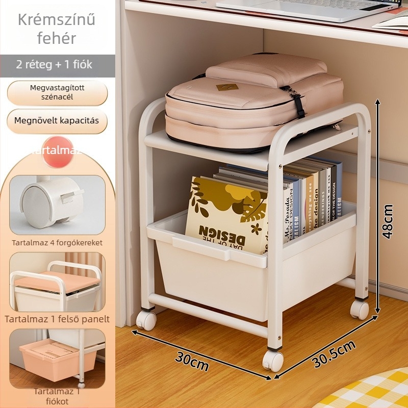 Háromszintes játék tároló szekrény gyerekeknek, nagy kapacitású, mozgatható