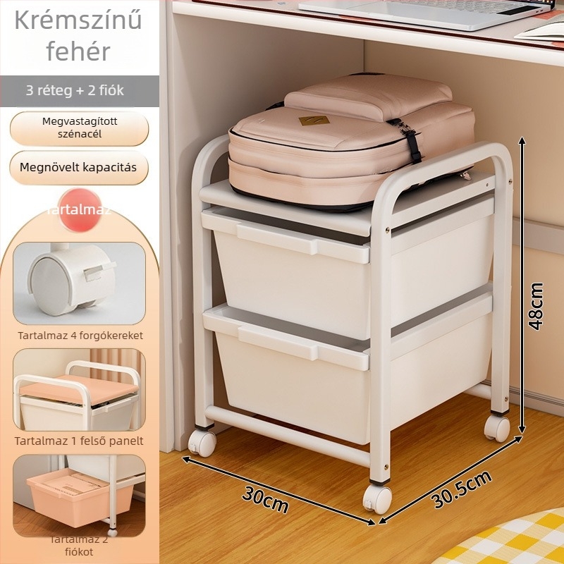 Háromszintes játék tároló szekrény gyerekeknek, nagy kapacitású, mozgatható
