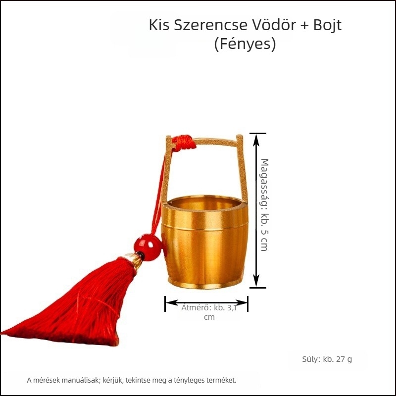 Sárgaréz vödör Yuanbao – kínai stílusú dekoratív tárgy, kézben tartható