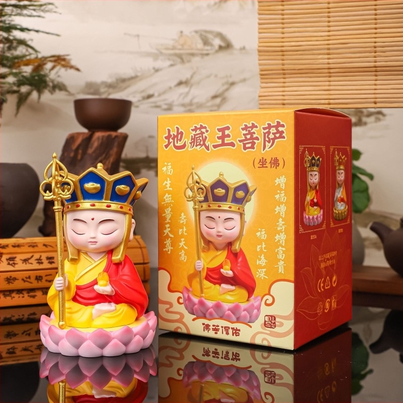 Dizang Bodhisattva – resin szobor, kreatív buddhista dísz, otthoni dekoráció, ajándék