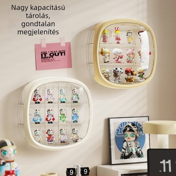 Porvédett akril kiállítóállvány blind-boxokhoz, falra szerelhető, átlátszó vitrín a figuráknak