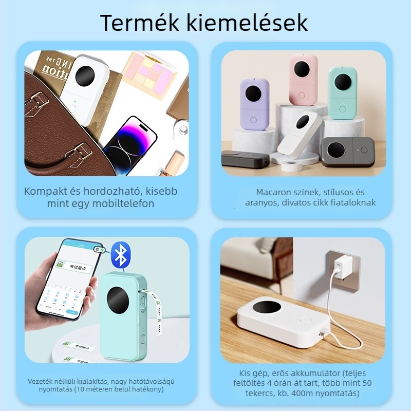 Phomemo D30 termikus címkenyomtató – kézben tartható, hordozható, Bluetooth, mini címkenyomtató