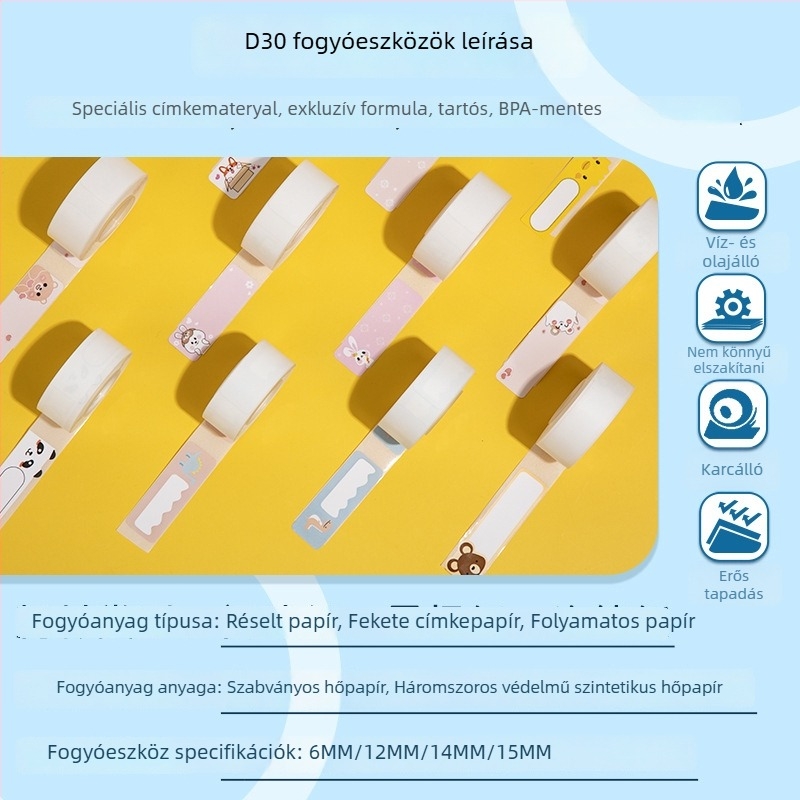 Phomemo D30 termikus címkenyomtató – kézben tartható, hordozható, Bluetooth, mini címkenyomtató