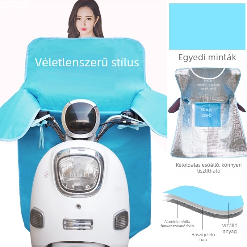 Elektromos járművek szélvédő takarója, UV-védelem, vízálló, rajzolt minta, kis elektromos robogóhoz és motorkerékpárhoz