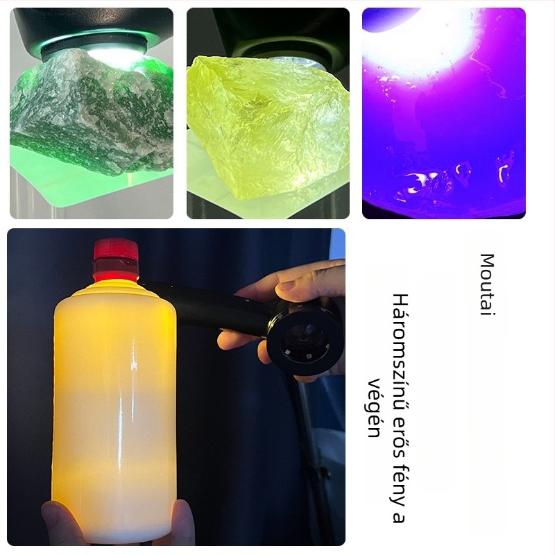 Feltölthető nagyító lámpa erős fénnyel és UV-megvilágítással ékszerek és jade azonosítására, dohány- és alkohollal kapcsolatos ellenőrzésre, makro világító lencse