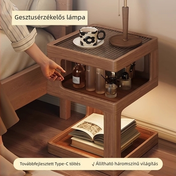 Masszív fából készült éjjeliszekrény – modern, minimalist design, tároló a hálószobába