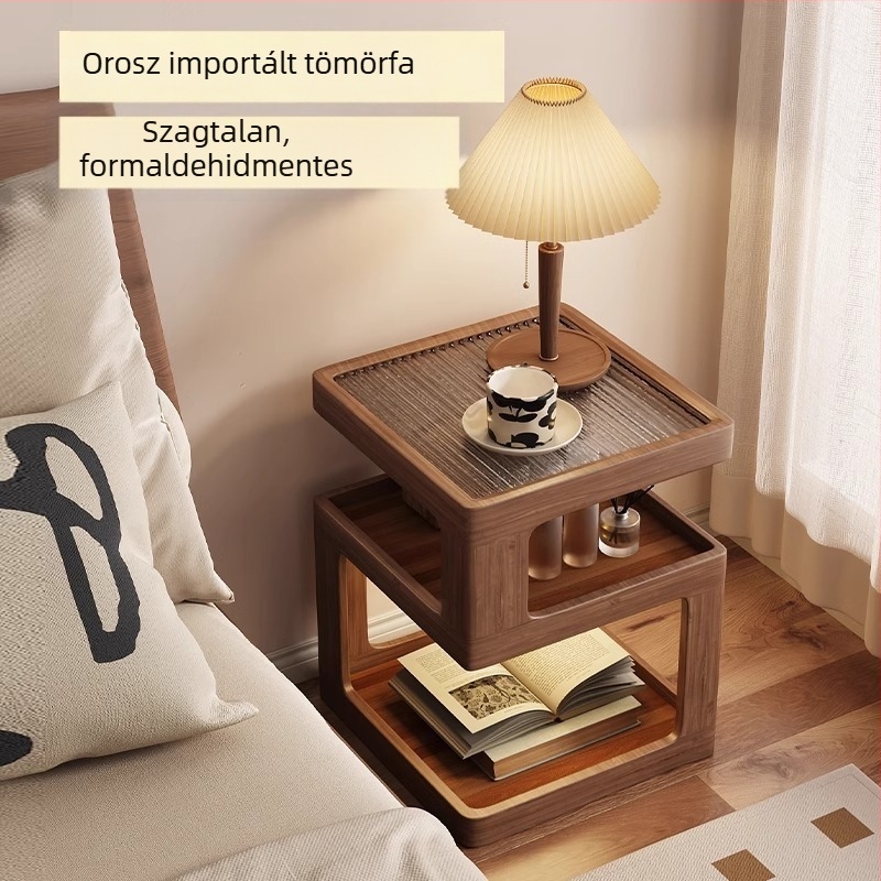 Masszív fából készült éjjeliszekrény – modern, minimalist design, tároló a hálószobába