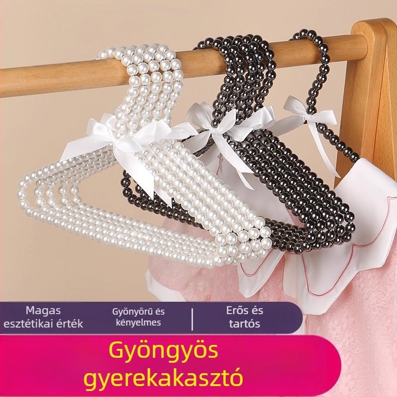 Gyerekeknek készült gyöngyös vállfa, finom luxus, csúszásmentes kis ruhatároló