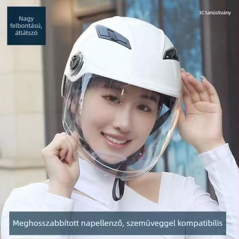 GB811-2022B tanúsítványú fél sisak kettős vizorral elektromos kerékpárokhoz