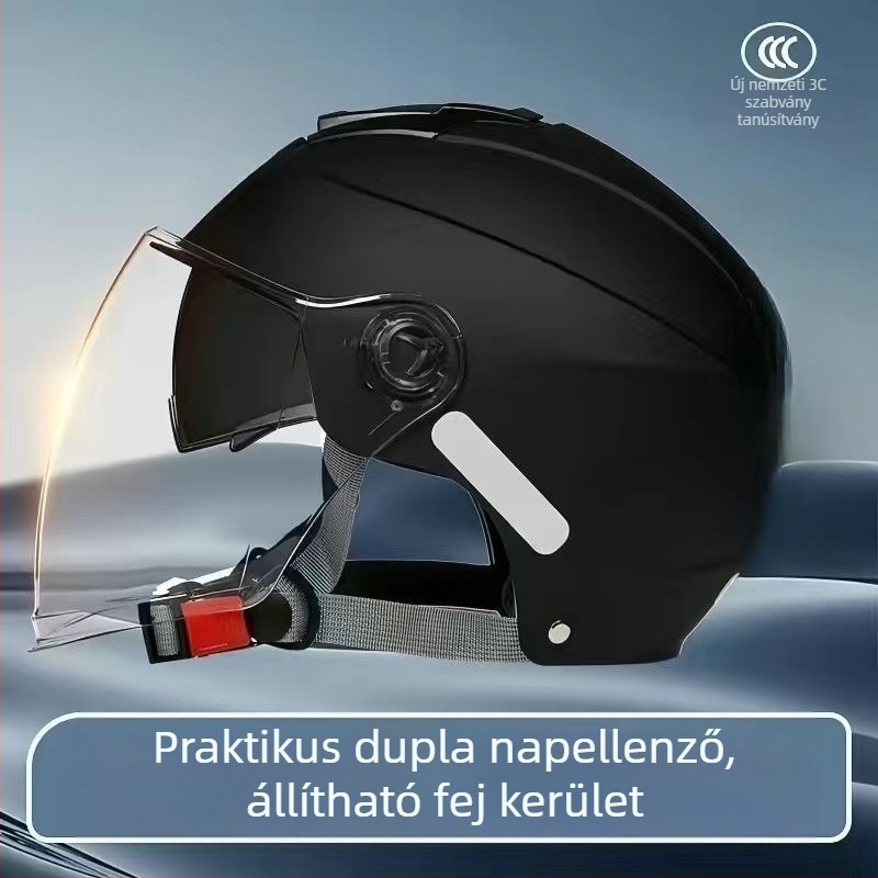 GB811-2022B tanúsítványú fél sisak kettős vizorral elektromos kerékpárokhoz