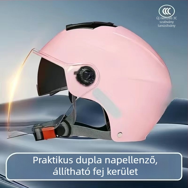 GB811-2022B tanúsítványú fél sisak kettős vizorral elektromos kerékpárokhoz