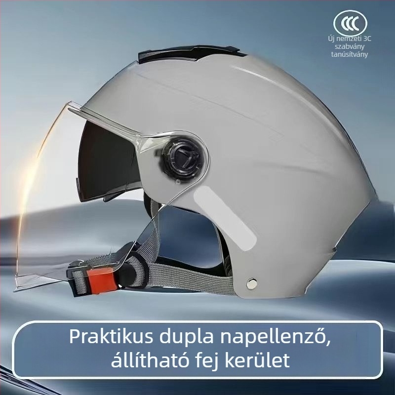 GB811-2022B tanúsítványú fél sisak kettős vizorral elektromos kerékpárokhoz