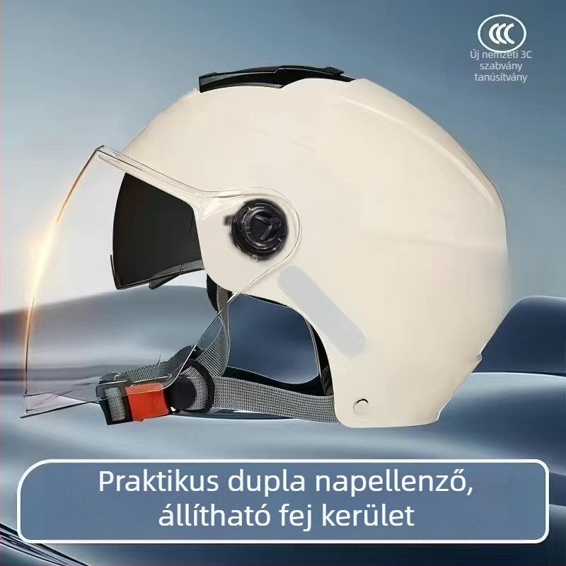 GB811-2022B tanúsítványú fél sisak kettős vizorral elektromos kerékpárokhoz