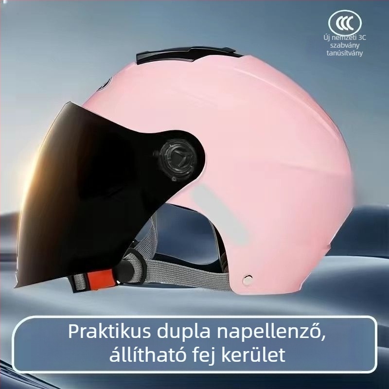 GB811-2022B tanúsítványú fél sisak kettős vizorral elektromos kerékpárokhoz