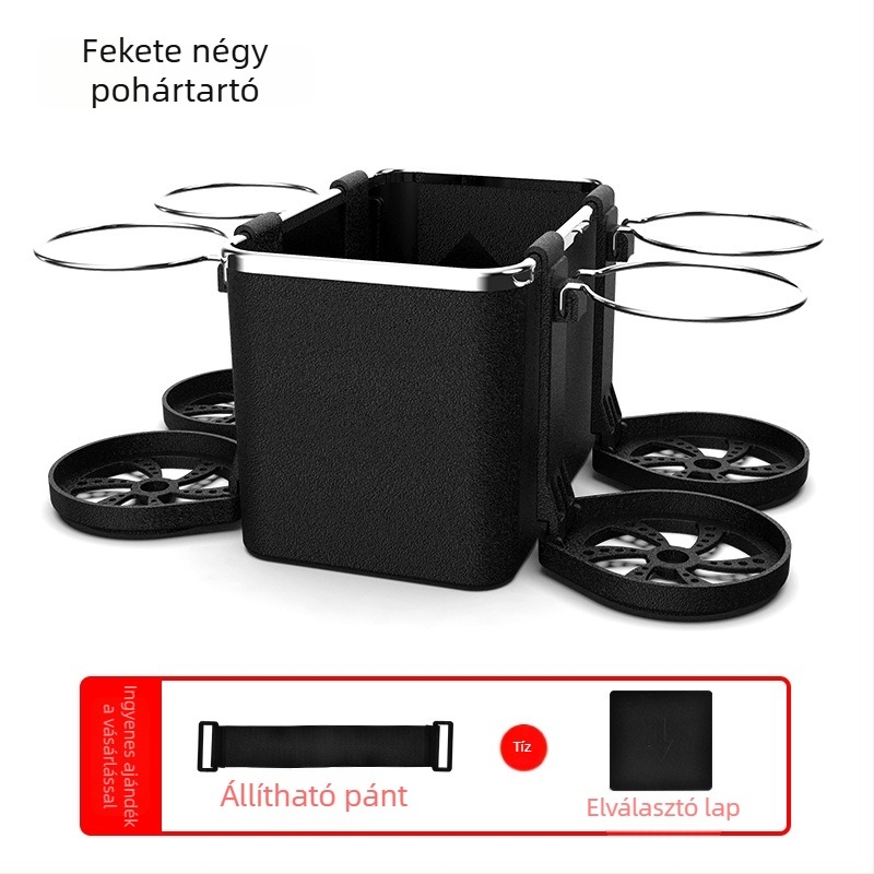 Autóba való multifunkcionális zsebkendő-tároló pohártartóval és kartámlával, megerősített kialakítás, nagy kapacitás