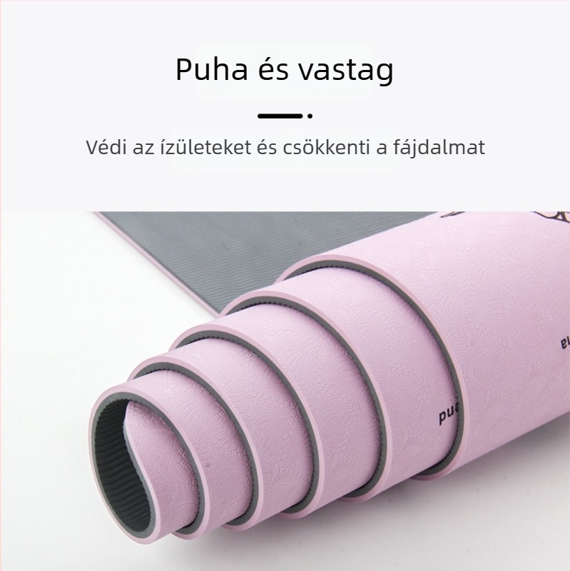 TPE jóga matrac férfiaknak, csúszásmentes, hangtalan edzésmatrac nyomtatott mintával, méret 173×61×0.6 cm