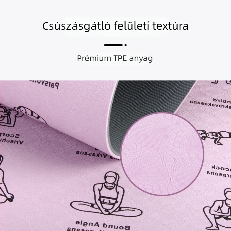 TPE jóga matrac férfiaknak, csúszásmentes, hangtalan edzésmatrac nyomtatott mintával, méret 173×61×0.6 cm