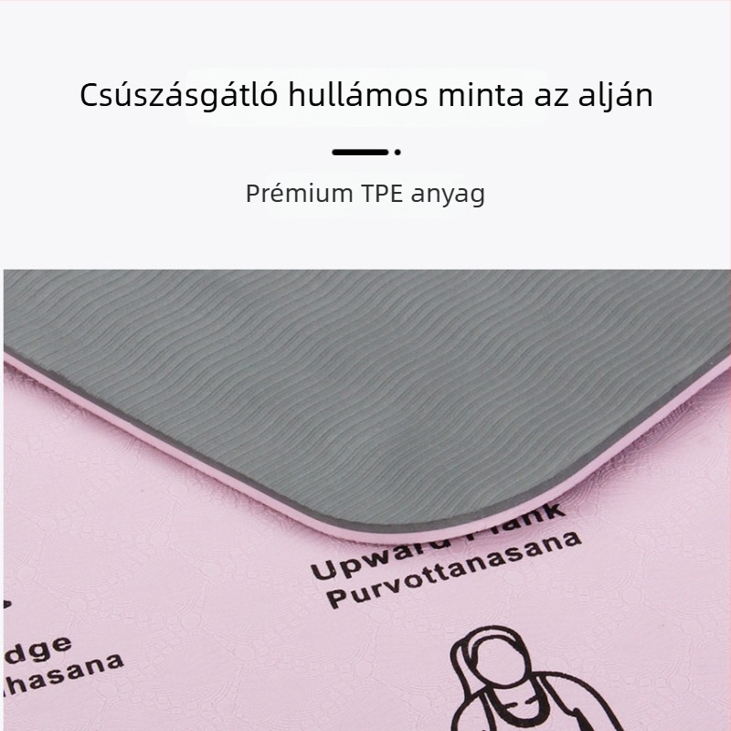 TPE jóga matrac férfiaknak, csúszásmentes, hangtalan edzésmatrac nyomtatott mintával, méret 173×61×0.6 cm