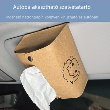 Autóba szerelt zsebkendő tartó, függő, prémium belső tároló a hátsó kartámaszhoz