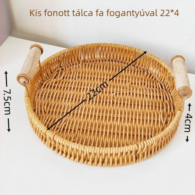 Japán stílusú fonott kosár imitált ratánnal, nassolnivalókhoz, gyümölcsökhöz és kenyérhez – otthoni tároló