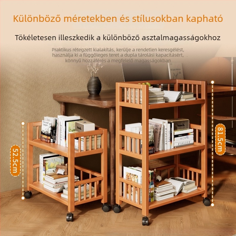 Padlón álló, háromszintes mobil tároló kocsi, kerékkel, az íróasztal melletti tároláshoz