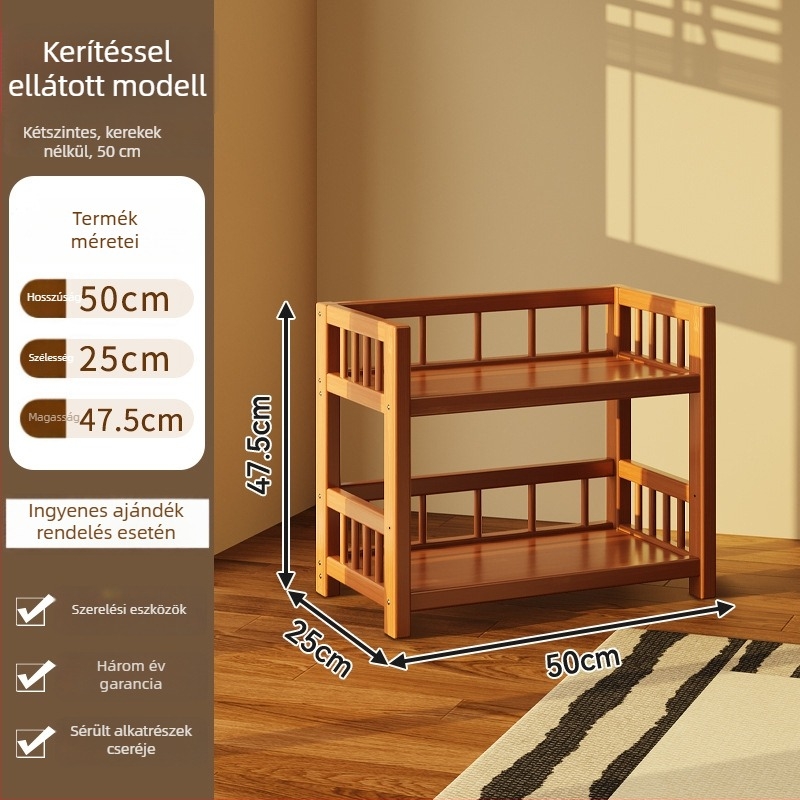 Padlón álló, háromszintes mobil tároló kocsi, kerékkel, az íróasztal melletti tároláshoz
