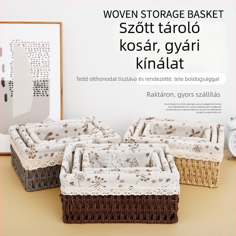 Rattan szövött asztali tárolókosár apró dolgok és nassolnivalók számára