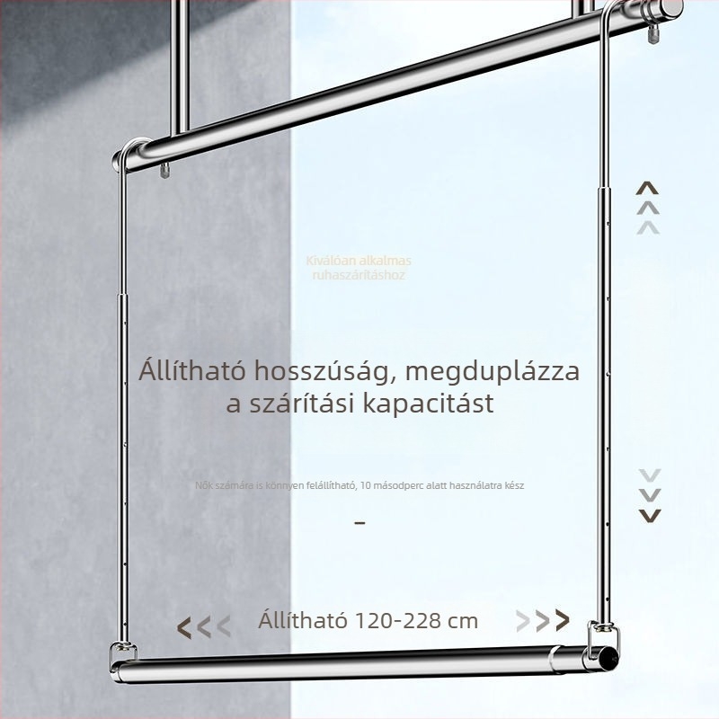 Összecsukható ruhaszárító, egyoszlopos teleszkópos, rozsdamentes acélból