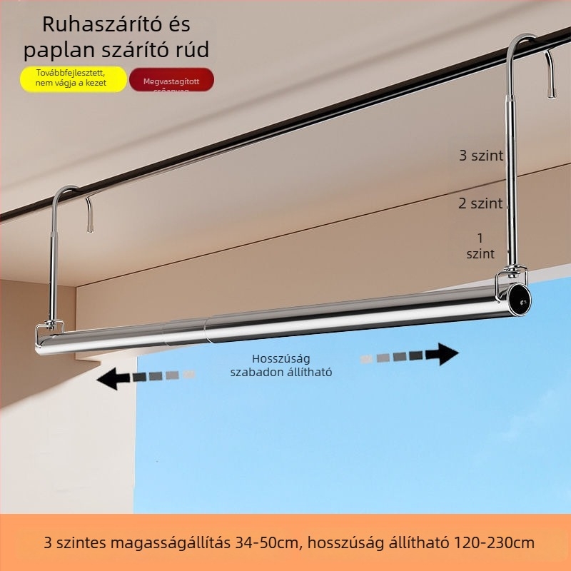 Összecsukható ruhaszárító, egyoszlopos teleszkópos, rozsdamentes acélból