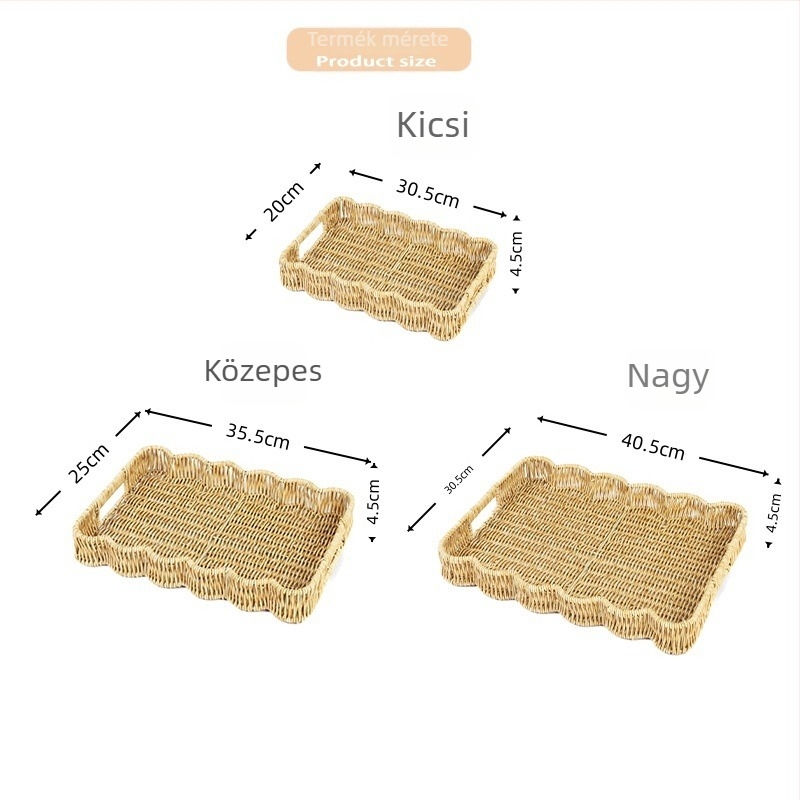 Kézzel szőtt kenyérkosár, utánozott rattan tárolókosár, nasik és gyümölcsök tálja műrattanból, konyhai szárító kosár