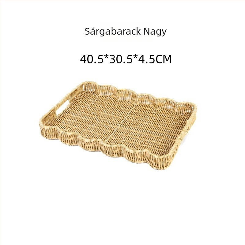 Kézzel szőtt kenyérkosár, utánozott rattan tárolókosár, nasik és gyümölcsök tálja műrattanból, konyhai szárító kosár