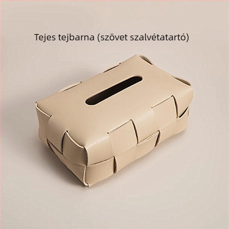 Bőr szalvétatartó kettős rétegű szövött dizájnnal, asztali használatra a nappaliban és az előszobában