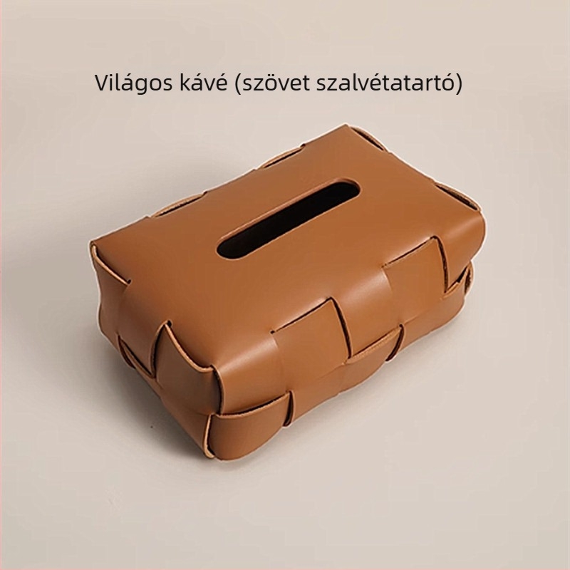 Bőr szalvétatartó kettős rétegű szövött dizájnnal, asztali használatra a nappaliban és az előszobában