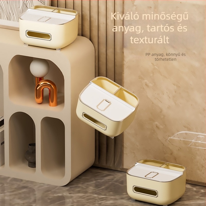 Prémium multifunkcionális papírzsebkendő doboz rugós mechanizmussal és tárolóállvánnyal a nappaliba és a hálószobába